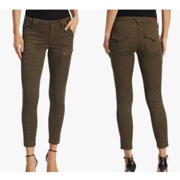 Joie Parke Skinny Jeans Utility Cargo Zip Pocket Moto Pant Green 27 Capsule - Picture 1 of 8